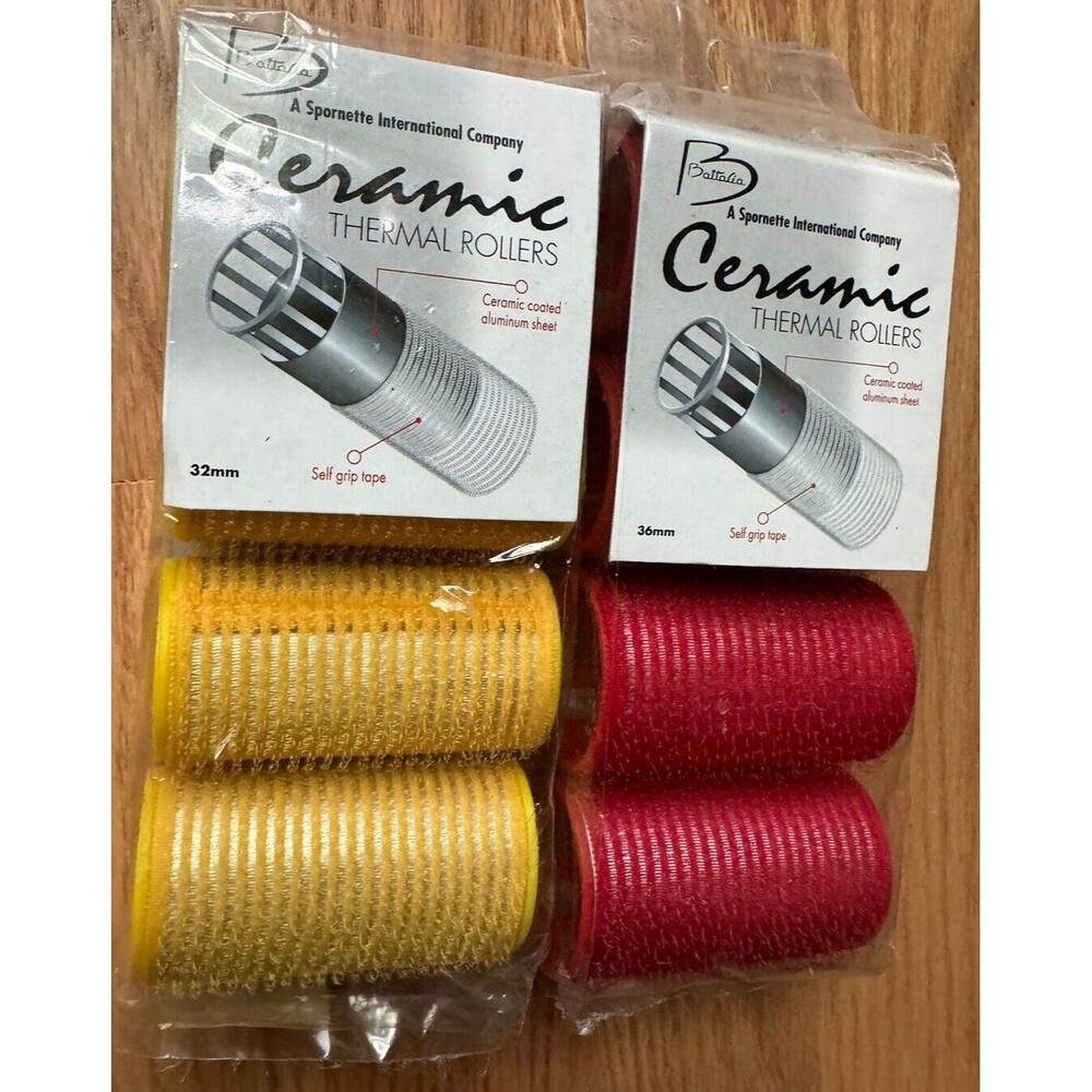 New Spornette Battalia Ceramic Thermal Rollers 32 mm‎ & 36 mm 4 Per Pkg Lot Of 2